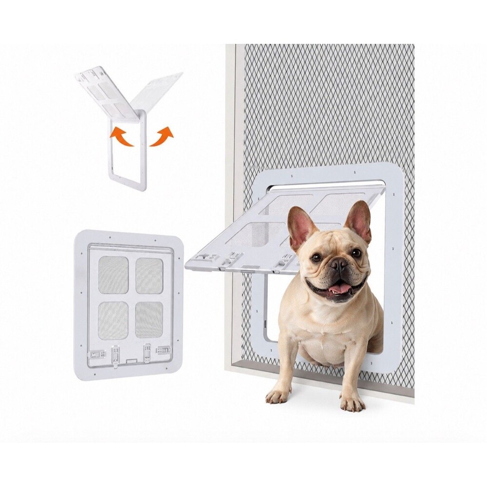 Magnetic Small Pet Screen Swing Door 4 Way Locking Cat Dog Flap 9.4"x 11.4" NEW